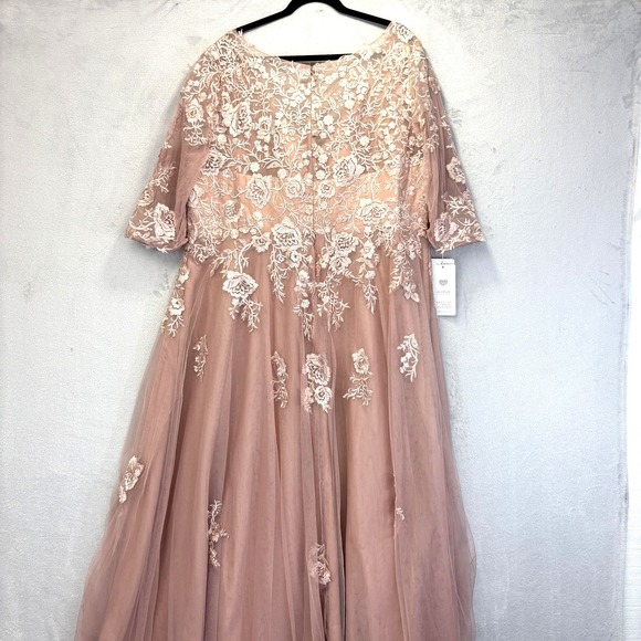 NWT JJ's House Lace Tulle Gown 26W Dusty Rose Embroidered Evening Bridesmaid - Picture 3 of 16